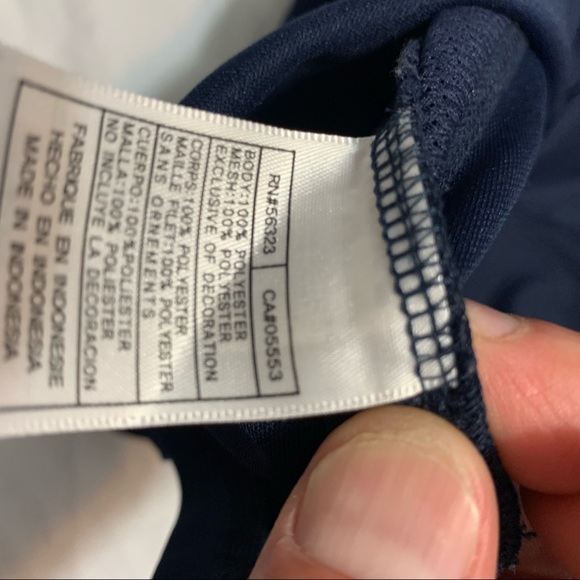 MENS VINTAGE NIKE CENTER CHECK POLYESTER NAVY TEE SHIRT SIZE XL CLEAN NO SNAGS - Picture 7 of 7